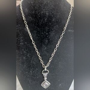 Vintage 925 Silver chain and  pendant with clear stone.
